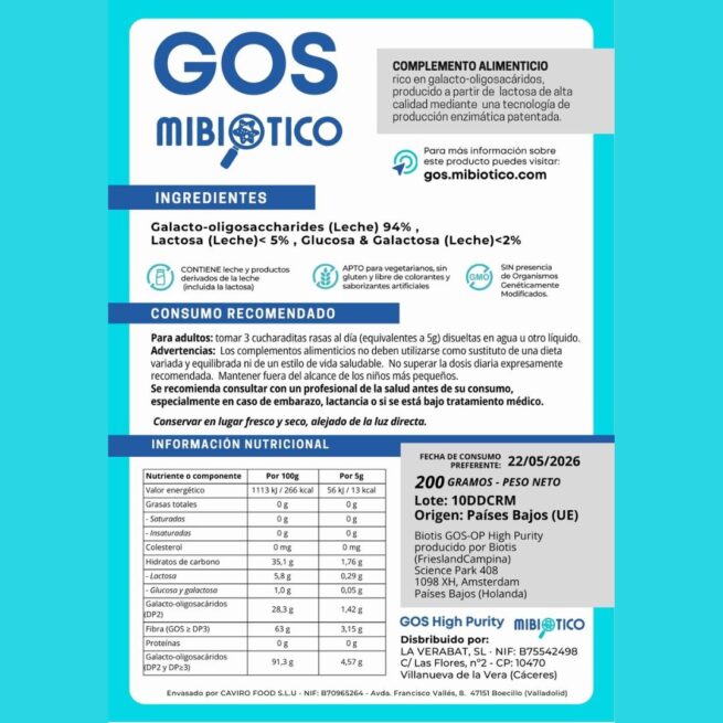 Mejor Galacto Oligosacarido GOS mibiótico High Purity